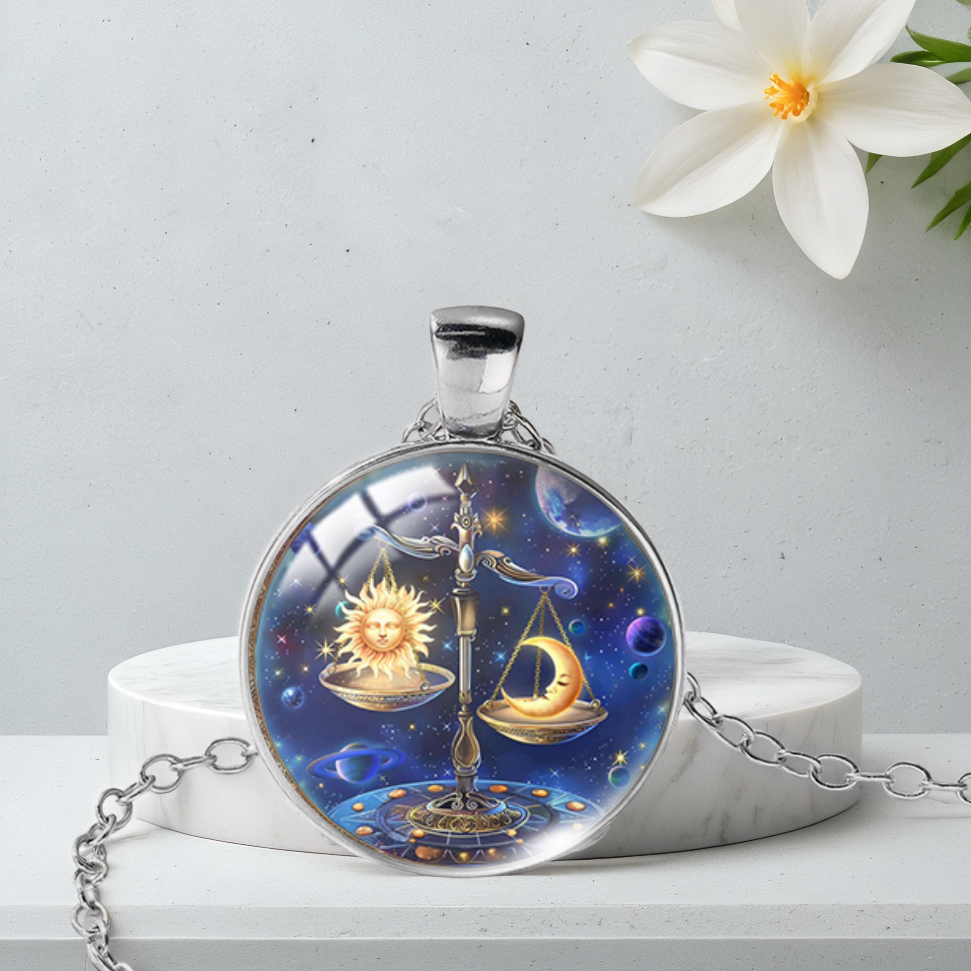 Magical Sun and Moon Balance Pendant Necklace, Handmade Gift